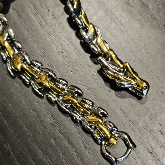 Sterling silver & gold Dragon Bracelet - Picture 4 of 11